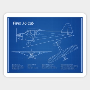 Piper J-3 Cub - Airplane Blueprint - AD Magnet